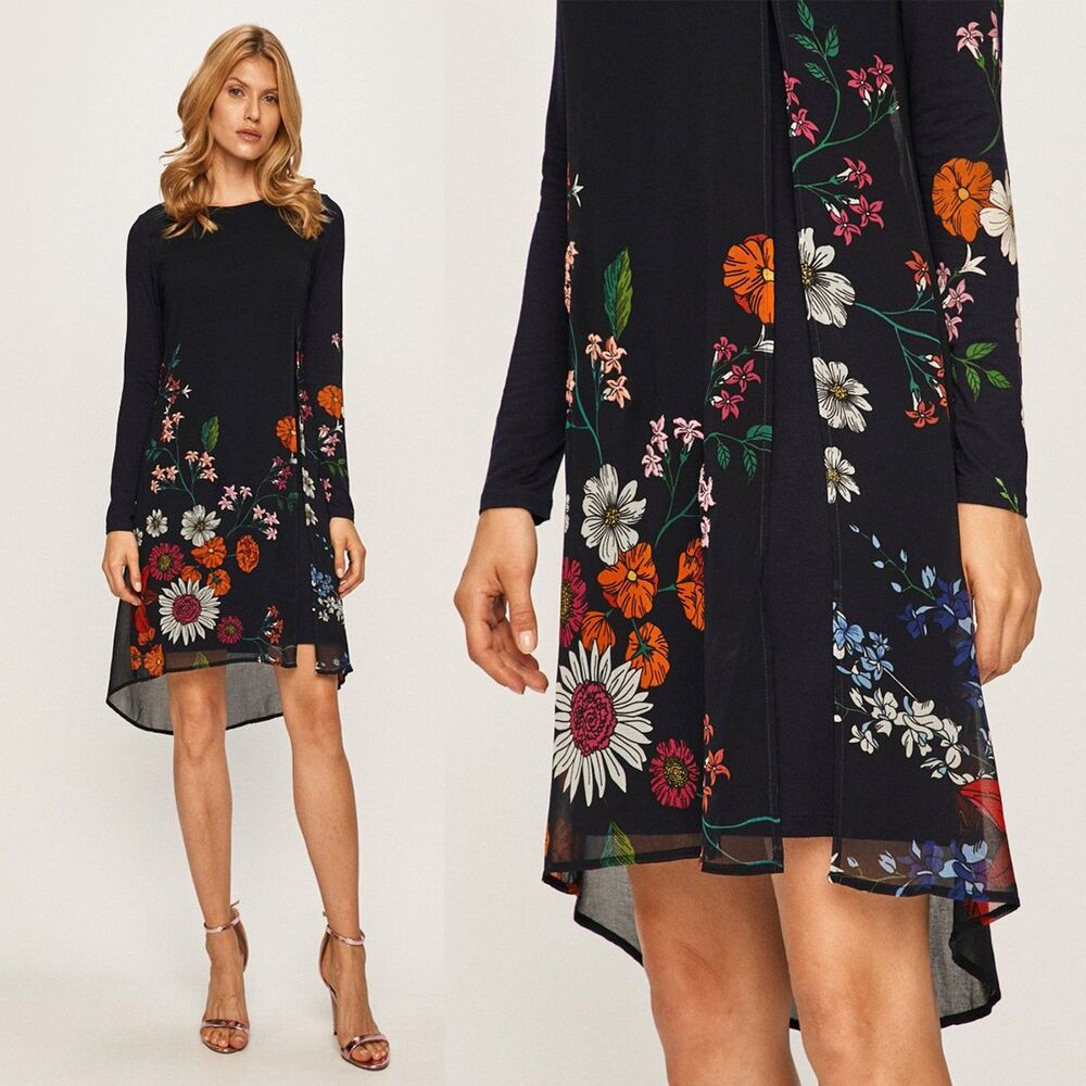 NWT Desigual Multi-layer Long Sleeve Floral Dress